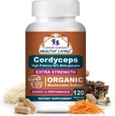 Cancer Sciences Cordyceps Mushroom Supplement kapsler - 1.500mg Organic Mushroom Complex for Wellness, høj potens 40% Beta- glucans, immunsupporttillæg for energi & Stamina Booster, 120 Greve