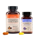 NatureWise [1 Turmeric Curcumin 500mg + Bioperine Black Pepper - 30 Softgels[30-Day Supply] + [1] Flaxseed Oil 1200mg - Organic, Cold Pressed - 30 Softgels[30-Day Supply]