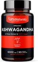 PhiNaturals Organic Ashwagandha Root Extract in Vegan Capsules Equal to 6000 Mg Root - Ashwaganda supplement til mænd og kvinder med 1500 Mg Per Servering 30 Servering - 500mg Per Vegan Capsule 90 Greve