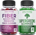 Atlantis Nutrition Sugar Free Prebiotic Fiber Gummies for Adults 2-Pack (120 Gummies) + Supergreens 60 Gummies