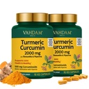 VAHDAM Turmeric Curcumin 2000mg (500mg Curcuminoids) with Boswellia & Piperine for Fast Absorption | Supports Joint Health and Mobility | 90 Capsules (Pack of 2)
