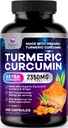 Turmeric Curcumin Supplement - 1750mg Organic Turmeric Per Serving - 95% Curcuminoids, Ginger & BioPerine Black Pepper for Best Absorption - Natural Vegan Joint Support, Bottled in USA - 240 Capsules