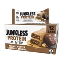 JUNKLESS Peanut Butter Chocolate Brownie Protein Bars | 15g Protein, No Added Sugar, High Fiber, Gluten Free | Healthy Snack for Kids & Adults | 12 Bars