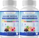 Immune Support Supplement - 2 Packs 10 in 1 Elderberry, Echinacea, Vitamin D, Vitamin C 1000mg & Zinc Supplement - with Immune Booster for Adults - 120 Vitamins Capsules