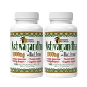 Sunshine Naturals Ashwagandha & Black Pepper Dietary Supplement. Supports Stress Relief, Mood Balance, Immune System Health, and Energy. 1000mg. 100 Capsules. Pack of 2