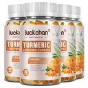 Turmeric Curcumin Gummies with Ginger & Black Pepper Herbal Supplement-320 Count for Adults and Kids - Tumeric Gummy Supplements Vegan, Organic, Gelatin-Free 4 Pack