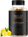Black Girl Vitaminer - Collagen Gummies til hår, hud, og negle Support, med C-vitamin, E-vitamin og biotin, Glutenfri, (Lemon), 60ct
