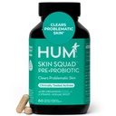 HUM Skin Squad Probiotics for Women and Men, Skin Care Supplement for Clear Complexion & Gut Health Support, Microbiome Prebiotic & Probiotic Supplement for Breakouts, Digestive Health, 60 Capsules