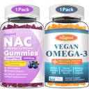 Bundle: Omega-3 Gummies & 1000mg NAC Gummies for Kids & Adults 2 Packs