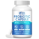 60 Billion CFU Probiotic Capsules with Prebiotics, 10 Strains Digestive Gut Support Probiotics Supplement for Adults Men Women, Vegan Non-GMO Gluten Free, 60 Capsules