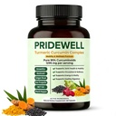 PRIDEWELL Powerful Natural Turmeric Curcumin Capsules | (1,295 MG) 95% Curcuminoids with Bee Propolis, Ginger, MCT Oil, Fat-Soluble Vitamin C, Beetroot & Black Pepper | 60 Capsules