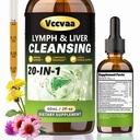 20+ Ingredients Lymph & Liver Cleanse Liquid Drops, Lymphatic Drainage Drops, Natural Herbal Complex with Milk Thistle, Echinacea, Fucoxanthin - Gentle Detox & Immune Support, 2 Fl Oz