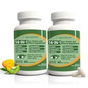 Eye Vitamin and Mineral Supplement 14 in 1 Advanced Eye Formula Vision Support with Lutein and Zeaxanthin Vitamin C E Zinc Copper, Eye Health Supplements for Adults, 60 Capsules/2 PCS
