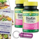 Choice Bundle Spring Valley Biotin Softgels 1000mcg Dietary Supplement for Hair Skin Nail Health 150 Ct 2 pk (300 Total) + Vitamin Guide & Pill Container (4 Items)!