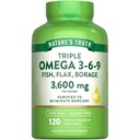 Nature's Truth Omega 3-6-9 Softgels | 3600mg | 120 Count | Fish, Flax, and Borage Oil | Triple Strength | Non-GMO & Gluten Free Supplement