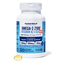 Oceanblue Professional Omega-3 2100 with Vitamin K2 and D3 - Triple Strength EPA DHA Omega 3 Supplement - Burpless Wild Caught Fish Oil - Orange Flavor, 120 Softgels
