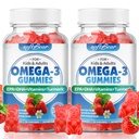 softbear Omega 3 Gummies for Women & Men & Kids Omega 3 Supplements 1200mg Vegan Omega 3 Fatty Acids DHA EPA with Vitamins Support Eye & Brain Health, Sugar Free, Strawberry Flavor 120 Count