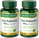 Nature's Bounty Saw Palmetto, Herbal Health Supplement, Prostate and Urinary Health, 450 mg, 100 Capsules, (Pack of 2)
