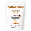 Nattokinase 10,800 FU Daily Supplement – 7-in-1 Circulation Support Formula with CoQ10, Bromelain, Turmeric, Ginger, White Willow Bark – Enteric Coated Softgels, Non-GMO, Gluten Free, 240 Softgels