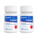 Major Ferosul - Ferrous Sulfate 325mg Tablets with 65mg of Elemental Iron - Iron Supplement for Women, Men - Red - 100 Count (2 Pack)