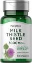 Piping Rock Milk Thistle Supplement 3000mg • 124; 100 kapsler • 124; Koncentreret urteekstrakt • 124; Non- GMO, Gluten Free