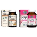 Garden of Life Organics Extra Strength Turmeric Inflammatory Response 120 Tablets-100Mg Curcumin B12 - Vitamin Code Raw - 30 Capsules, 1,000mcg Methylcobalamin Vegan Gluten Free Supplements Bundle