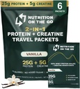 Nutrition On The Go Whey Protein Isolate Packets with Creatine – 25g Protein + 5g Creatine – Single-Serve Travel Protein Powder – Vanilla (6-Pack)