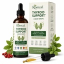 Thyroid Support for Women Liquid Drops Selenium with Zinc, Iodine, L-Tyrosine & Ashwagandha, Alcohol-Free, Non-GMO 12 fl oz
