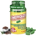 iSatori Energize Immunity Caffeine Pills - Keto Friendly Vitamin A, B12, C, D, & E Supplement + Fast Acting Energy Pill - Daily Immune Support, Super Greens, All Day Energy, No Jitters - 90 Tablets