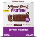 Munk Pack Keto Protein Bars, Brownie Nut Fudge - 15g Protein Snacks with Low Sugar, Healthy Pre & Probiotics, 4g Net Carbs - Gluten Free & Diabetic Friendly - 12 Count