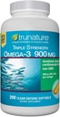 Non GMO Triple Strength Omega-3 900 mg., Total Fish Oil Concentrate 1425 mg - 200 Clear Enteric Softgels