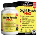 Sight Fresh MAX Vision Support Supplement, 60 Capsules, Extra Strength Eye Health Formula with Bilberry, Lutein, Vitamins, 30 Day Supply (1)