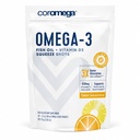 Coromega - Omega 3 Tropical Flavor - Fish Oil Squeeze Shots 650mg Fatty Acids - 3X Better Absorption - 30 Individual Packets Kids-Friendly Formula