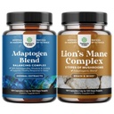 Bundle of Herbal Adaptogen Mood Support Supplement - Calming Adaptogens for Stress & Cortisol Management and Advanced Lion's Mane Mushroom Supplement - Reishi Chaga Maitake & Shiitake for Brain Health