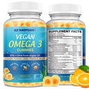 Vegan Omega 3 Gummies 1200mg for Adults Marine Algae Omega 3 Supplement EPA 600mg DHA 400mg, Vitamin D3, K2, No Fish Taste, for Brain, Eye, Immune Health, Sugar Free, 60 Cts