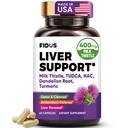 Liver Cleanse Detox & Repair Capsules - 400mg Milk Thistle (80% Silymarin) with NAC, Turmeric, Dandelion & TUDCA Dose for Your Happy Daily Liver & Digestive Support - Made in the USA