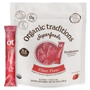 Organic Traditions Fiber Flow Strawberry, Daily Fiber Supplement Sticks With Acacia, Chicory Root Inulin, One Billion CFU Probiotics, Strawberry Flavored, Prebiotic Daily Drink, 12 Count