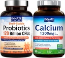 Innate Vitality Digestive & Bone Support Bundle – Multi-Strain Probiotics with Enzymes & Prebiotics + Calcium 1200 mg with High-Potency Vitamin D3 for Daily Strength & Balance