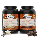 AMPOWER Rich Chochlate & Vanilla Bean Whey Protein Powder - R.I.S.E Formula Designed by Athletes - 25g Protein, BCAA, Creatine, L-glutamine, Probiotics & Digestive Enzymes (Pack of 2)