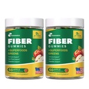 9G Fiber Gummies for Digestive Health & Regularity - No Sugar Added Apple Flavor - Prebiotic Fiber Supplement with Greens - Daily Gummies for Adults, Women & Men - 2 Bottles