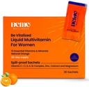 BeMe Flydende Multivitaminer til kvinder - Advanced Liquid Levering System med 13 Vitamin & 4 Mineraler - Tear & Go Sachets, Non- GMO, Orange Flavor (30 Sachets)