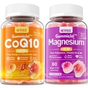 NEVISS Sugar Free CoQ10-250mg Filled Gummies + 5 Types of Magnesium 400mg, Sugar Free Magnesium Filled Gummies for Adults, 60 Counts
