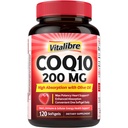 Vitalibre CoQ10 200 mg, with Extra Virgin Olive Oil, High Absorption CoQ10 Ubiquinone, Max Potency Heart & Cellular Energy Support, Powerful Antioxidant, Easy to Swallow, Once Daily, 120 Softgels