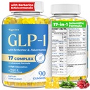 GLP-1, GLP-1 Supplement for Women & Men | 17-in-1 Scientific Formula GLP1 Gummies with Berberine, Akkermansia for Nutrient Absorption, Metabolism Digestion & Gut, No Stomach Discomfort, 90 Gummies