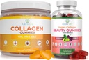 Rens liv Marine Collagen & Vegan Collagen Bundle, Gummies Vitamin til hår hud og negle Sundhed (90 Chews), Pore Reducer & Elasticitet, Erstat kapsler, piller