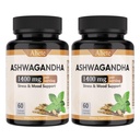 Ashwagandha Supplement, Stress Relief and Mood Enhancer, 1400mg Ashwagandha Powder and Root Extract, 120 Capsules, 60 Days Supply