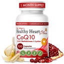 CoQ10 Cardiovascular Supplement 150mg – Coenzyme Q10, Nattokinase, Pomegranate, Garlic & Lysine for Blood Cholesterol, Circulation, Heart Plus CoQ10 Supplement for Men & Women, 120 Capsules by Rhoziva