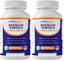 Vitamatic Bacillus Subtilis 10 Billion per DR Capsule - 60 Count - Made with Prebiotic Inulin Fiber (Pack of 2)