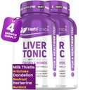 Herbtonics Liver Cleanse Detox & Repair | 20-in-1 Liver Detox Complex | Milk Thistle Supplement with Artichoke, Dandelion, Turmeric, Berberine | 240 Vegan Capsules