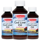 De La Cruz Cod Liver Oil Liquid - Pure Wild-Caught Icelandic Fish Oil 4 FL OZ (118 mL) 3-Pack